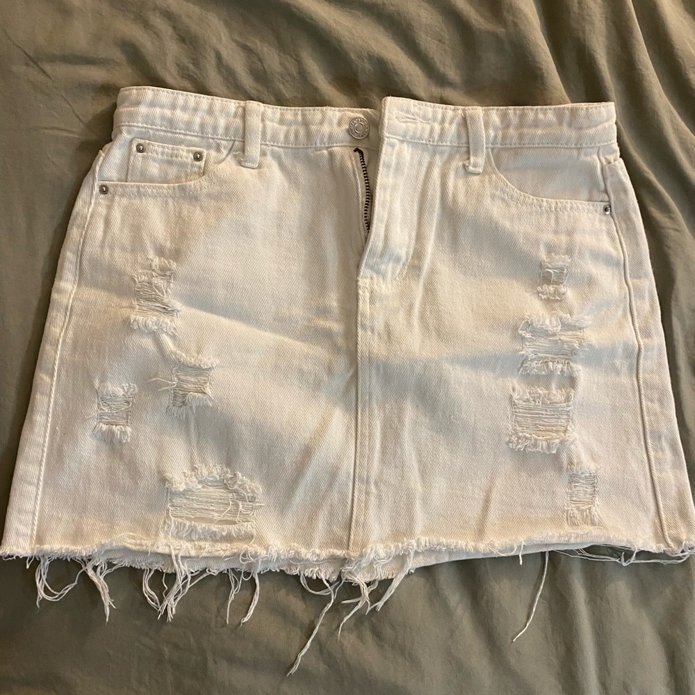 White Denim Skirt